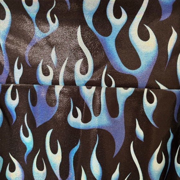 Blue Flames Stretchy Black Mini Skirt - Picture 3 of 4
